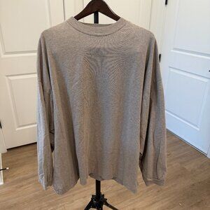 Fear of God Essentials Long Sleeve T Shirt Heather Oatmeal Oversized Mens Large